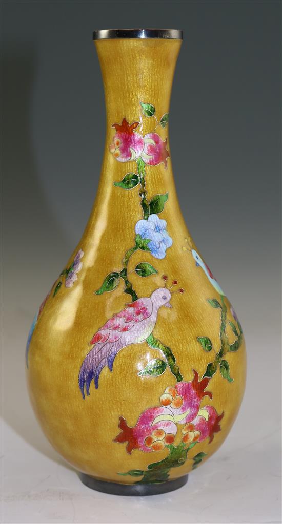 A silver and cloisonne enamel vase, probably Korean, second half 20th century, 17cm